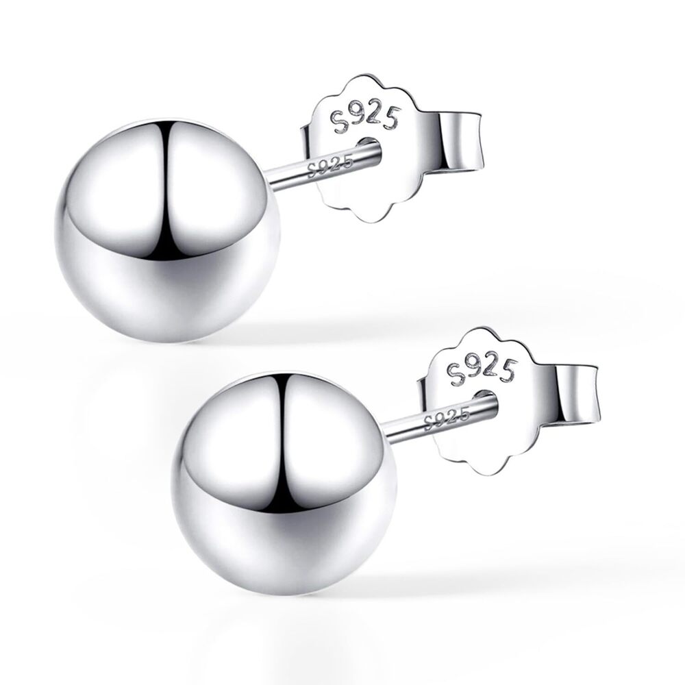 925 Sterling Silver Ball Stud Earrings Available in 3mm-10mm,Classic Round Ball